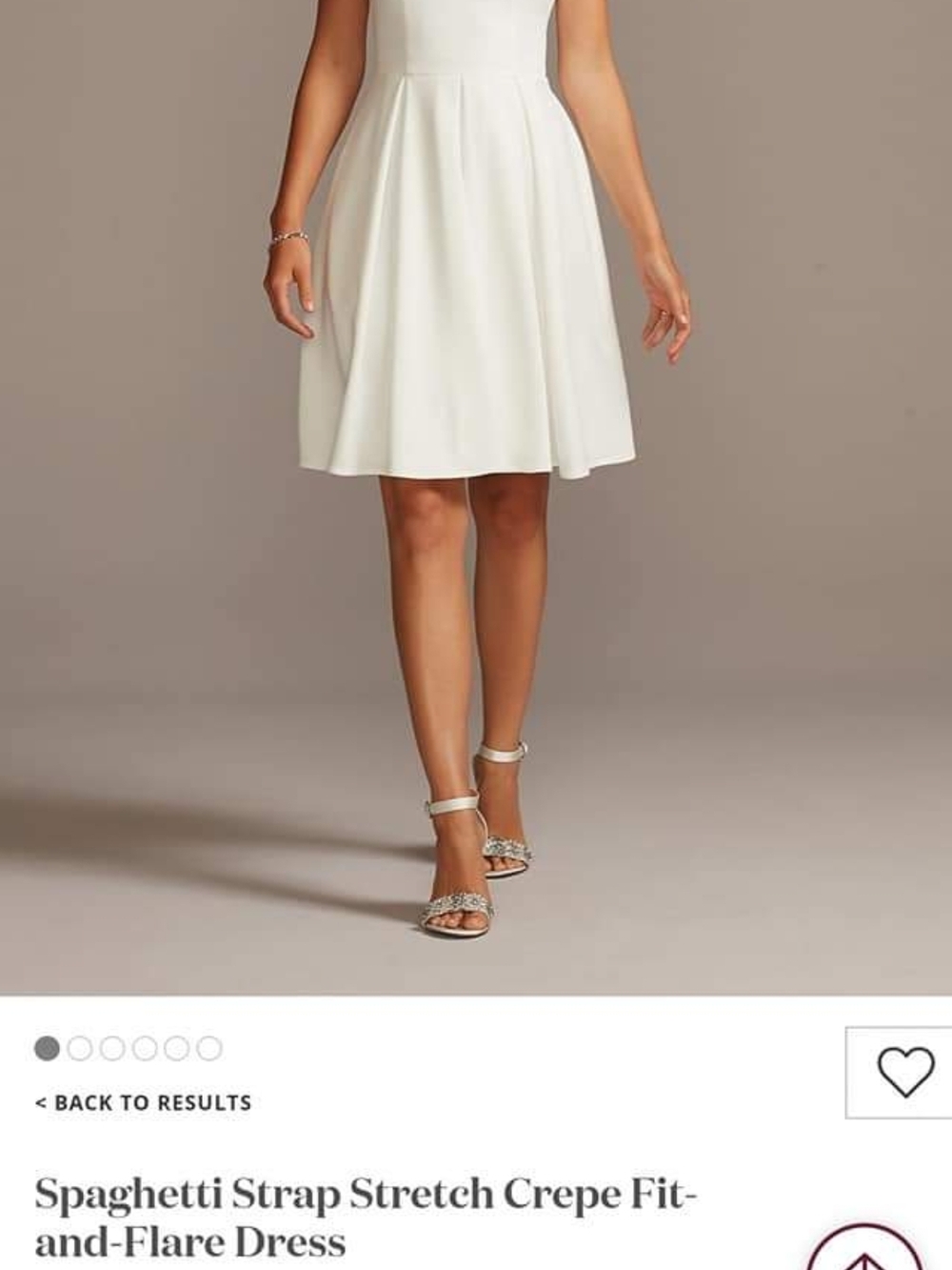David's Bridal White Spaghetti Strap Fit-and-Flare Dress
